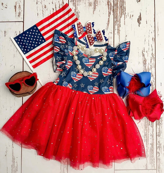 American Sweetheart Red Tulle Dress 2T, 4T