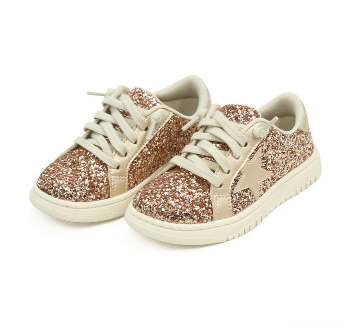 Kinley Glitter Star Sneaker - Glitter Rosegold