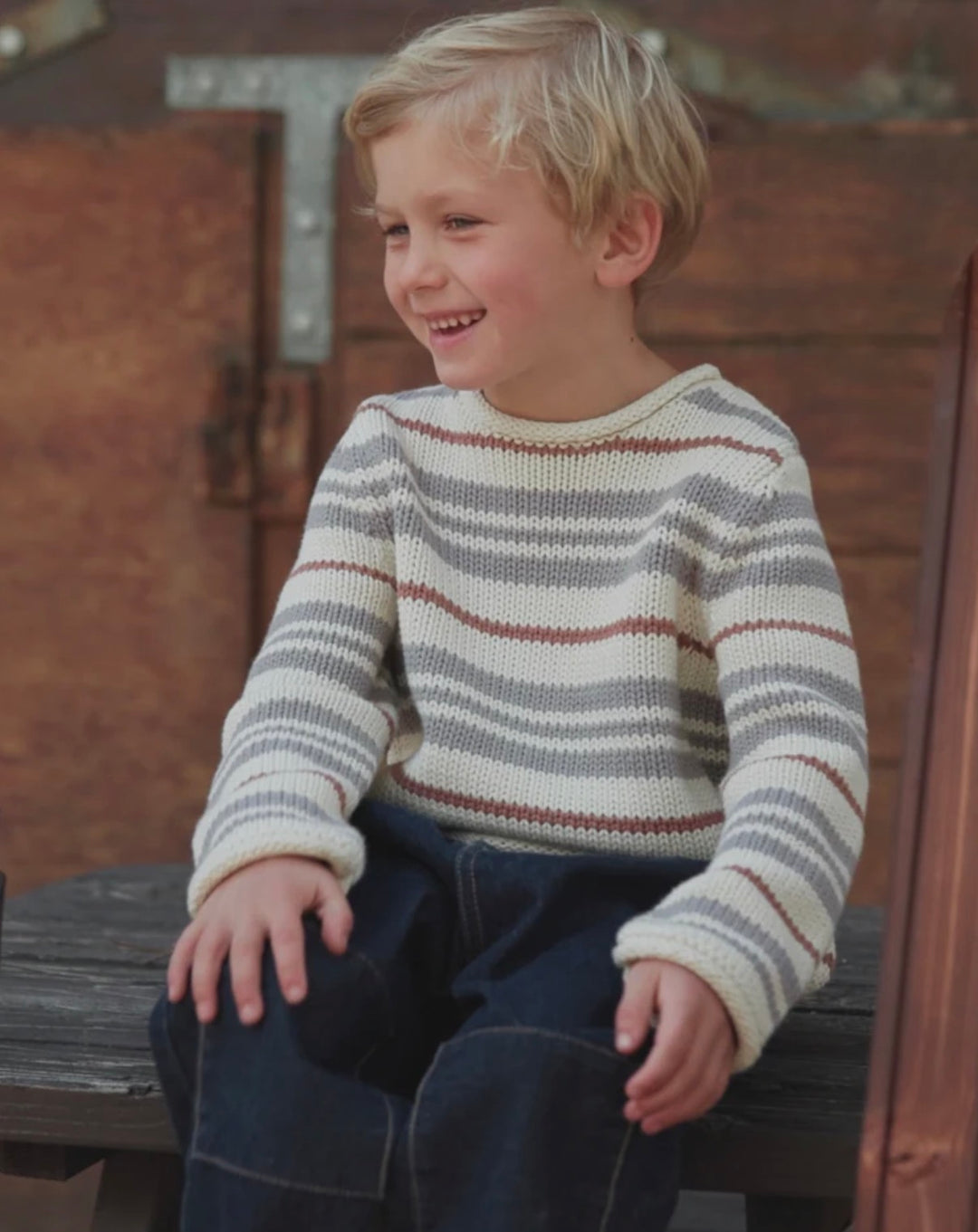 Boys Jacques Sweater | Dusty Blue Stripe
