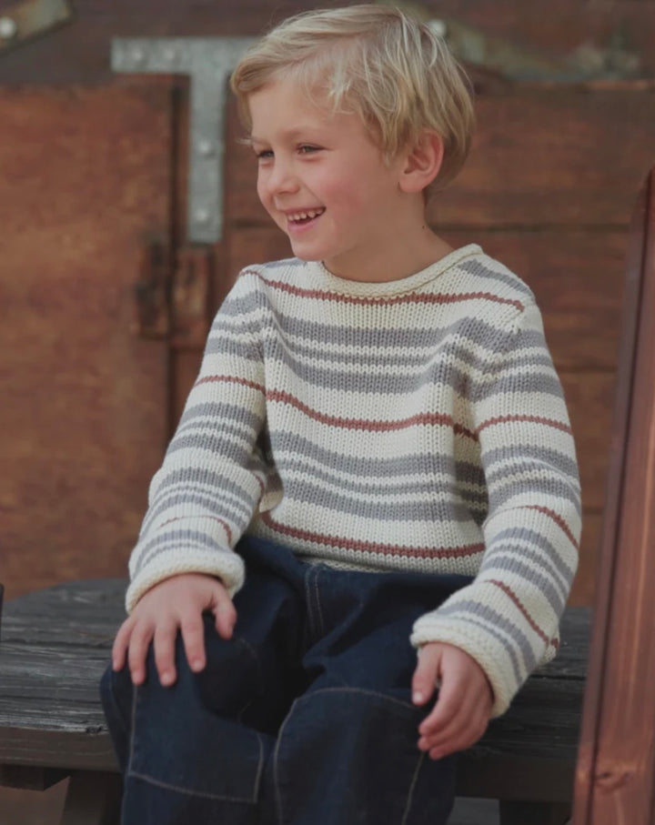 Boys Jacques Sweater | Dusty Blue Stripe