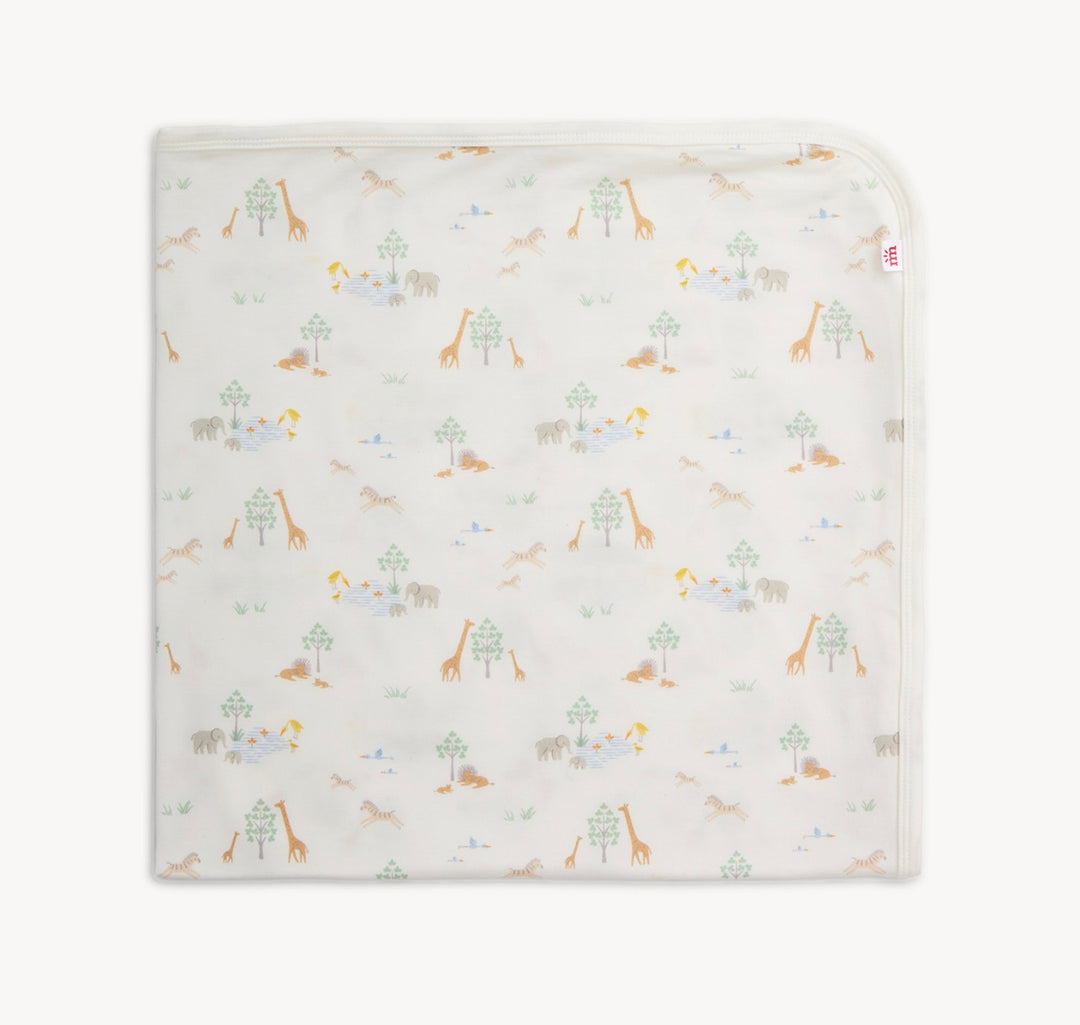 Serene Safari Baby Blanket | White