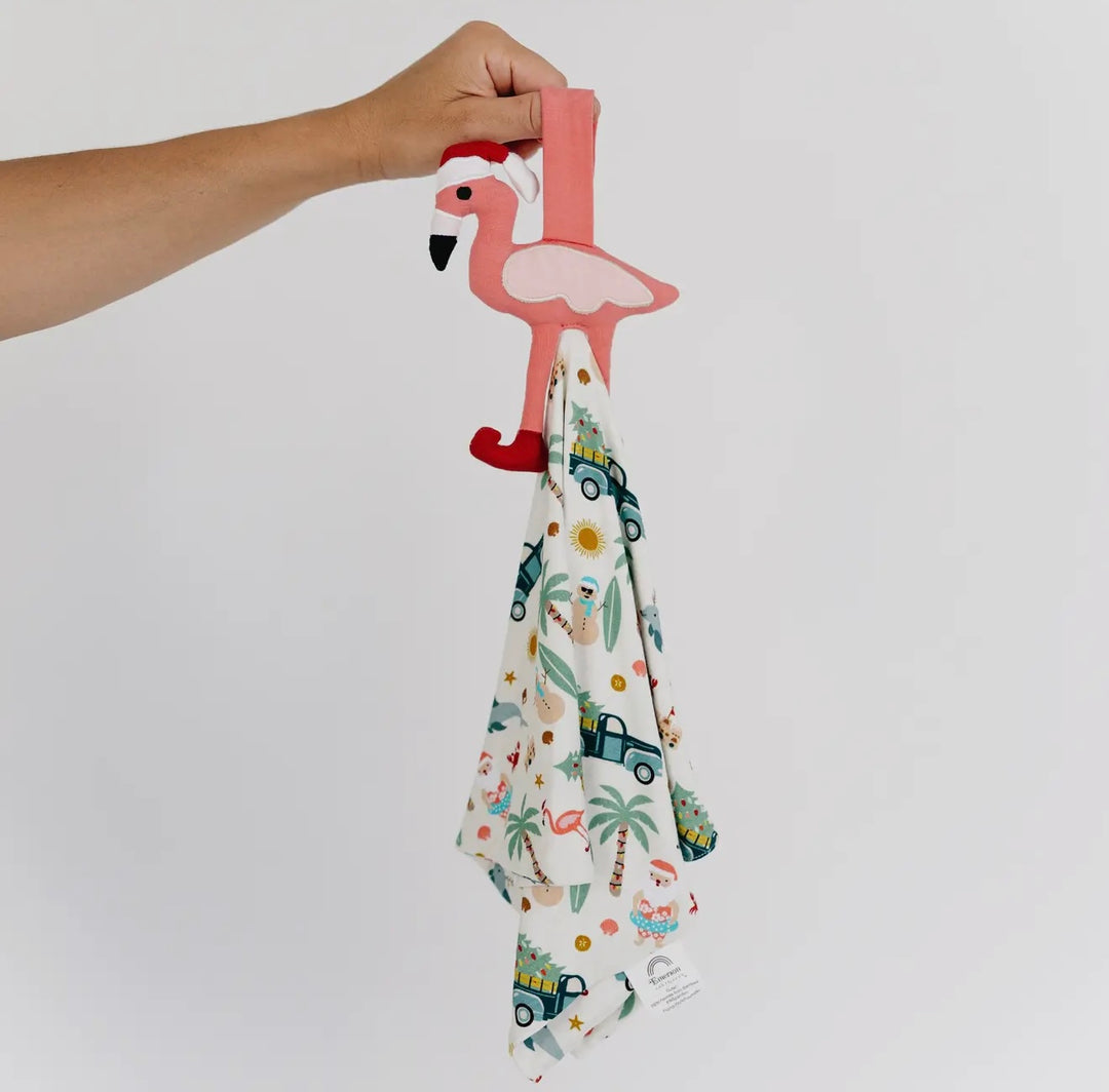 Coastal Christmas Flamingo Bamboo Baby Lovey