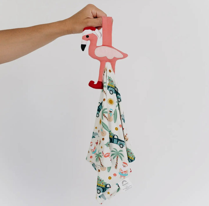 Coastal Christmas Flamingo Bamboo Baby Lovey