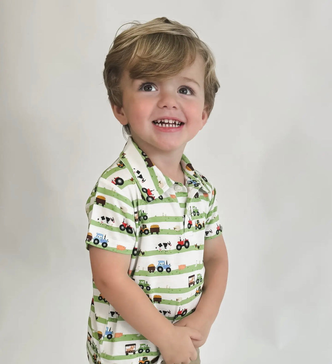Farm Stripes Bamboo Polo Shirt