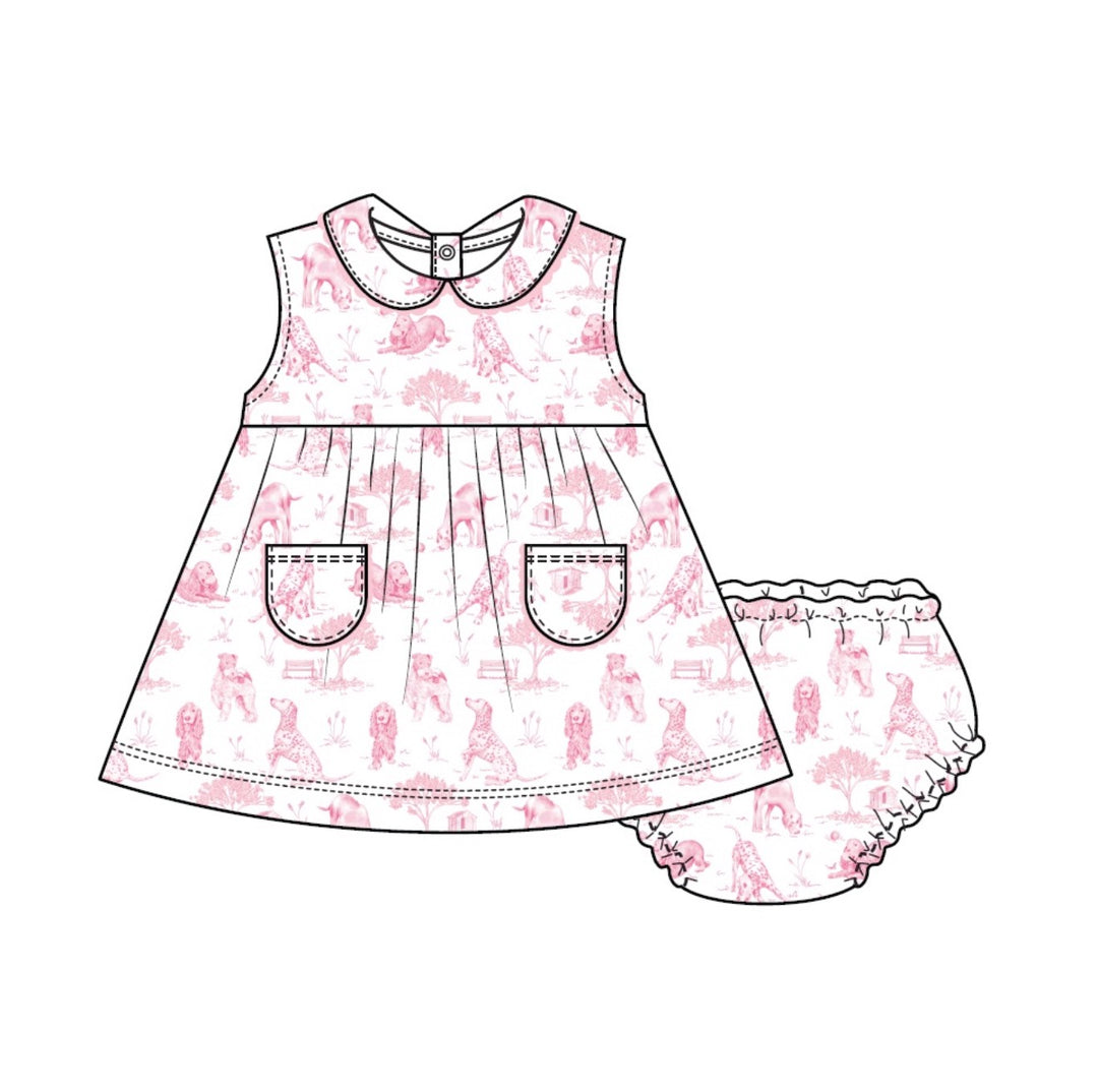 Barking Bliss | Pink Dress w/ Collar & Pockets