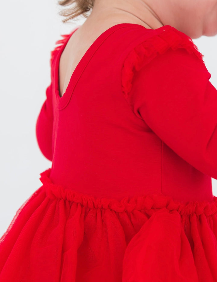 Baby Girls Red Flutter Tulle Twirl Romper