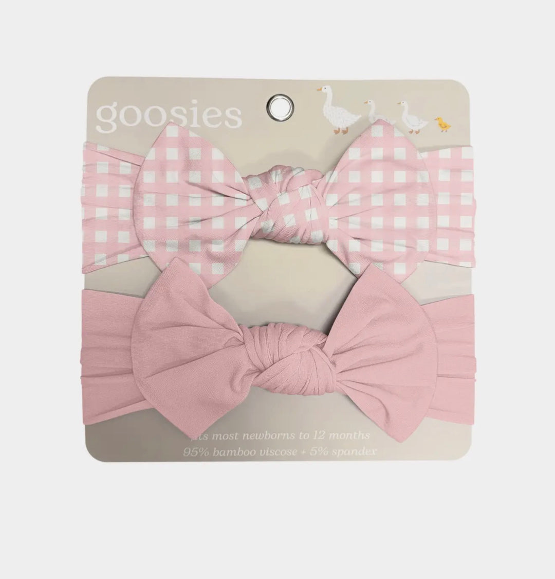 Gingham Cottage Pink Headband Set (Bamboo)