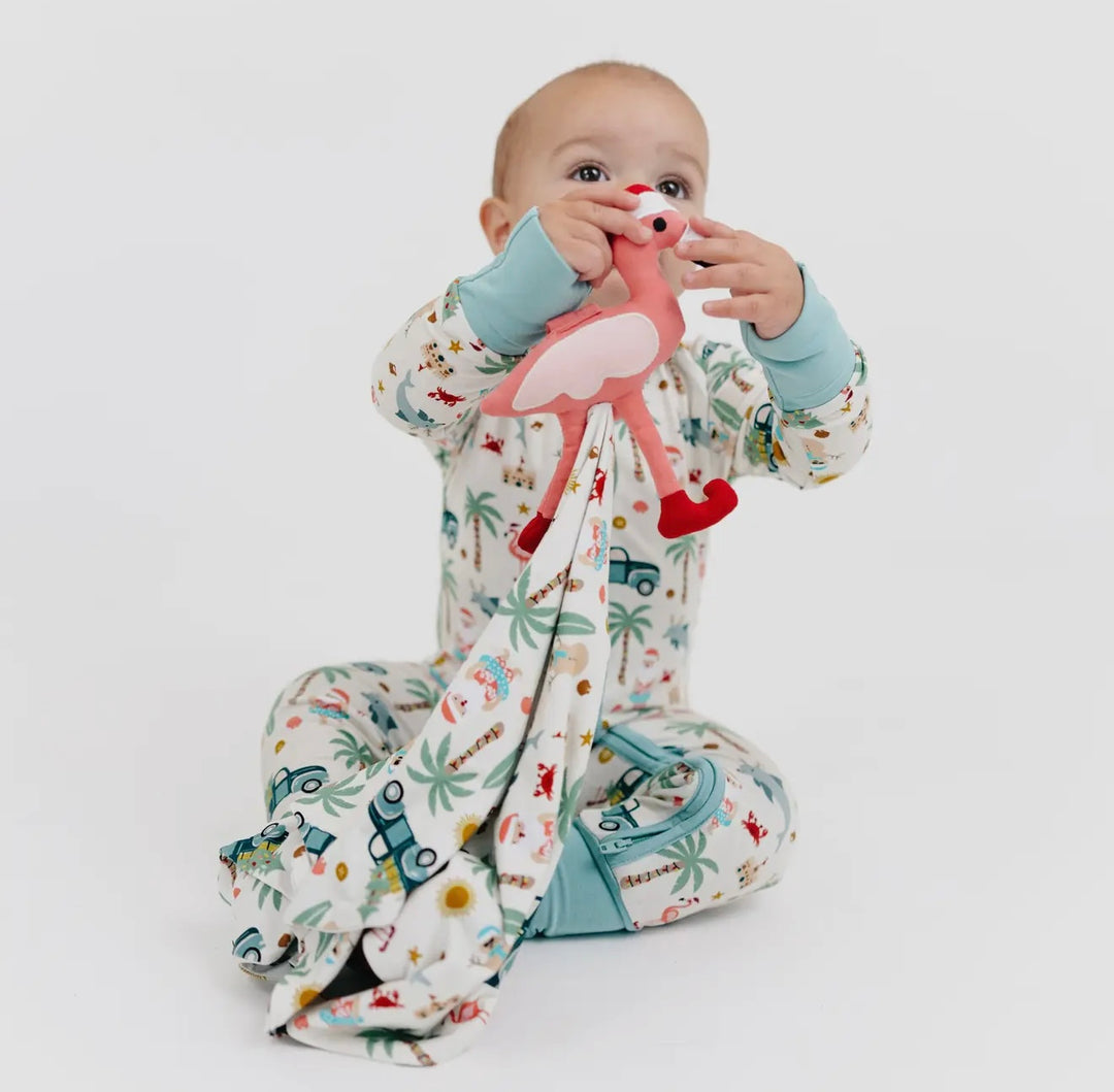 Coastal Christmas Flamingo Bamboo Baby Lovey