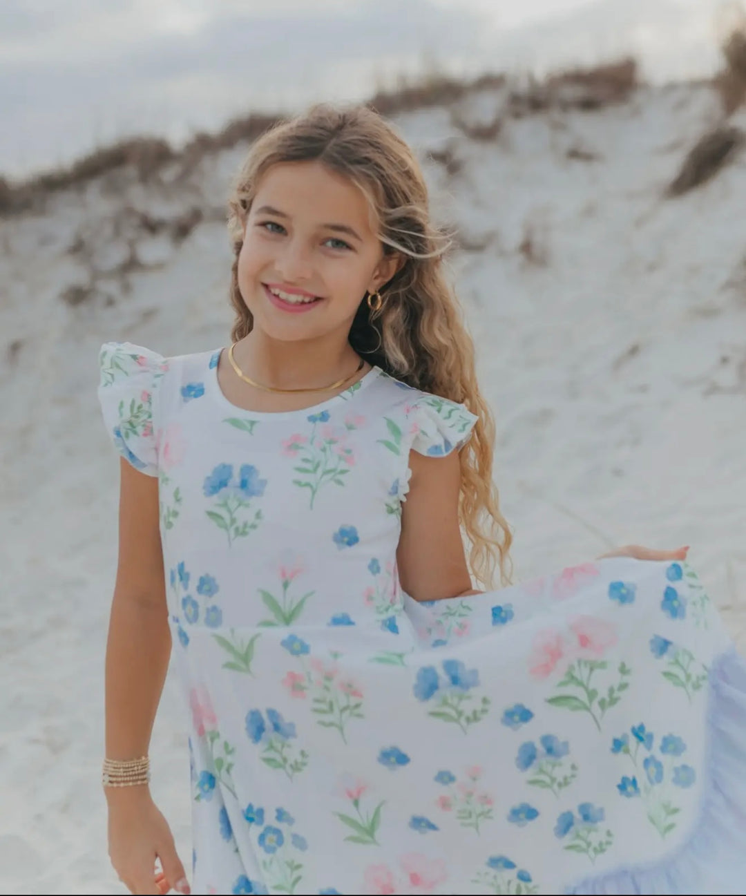 Bella Dainty Blue Floral Twirl Dress