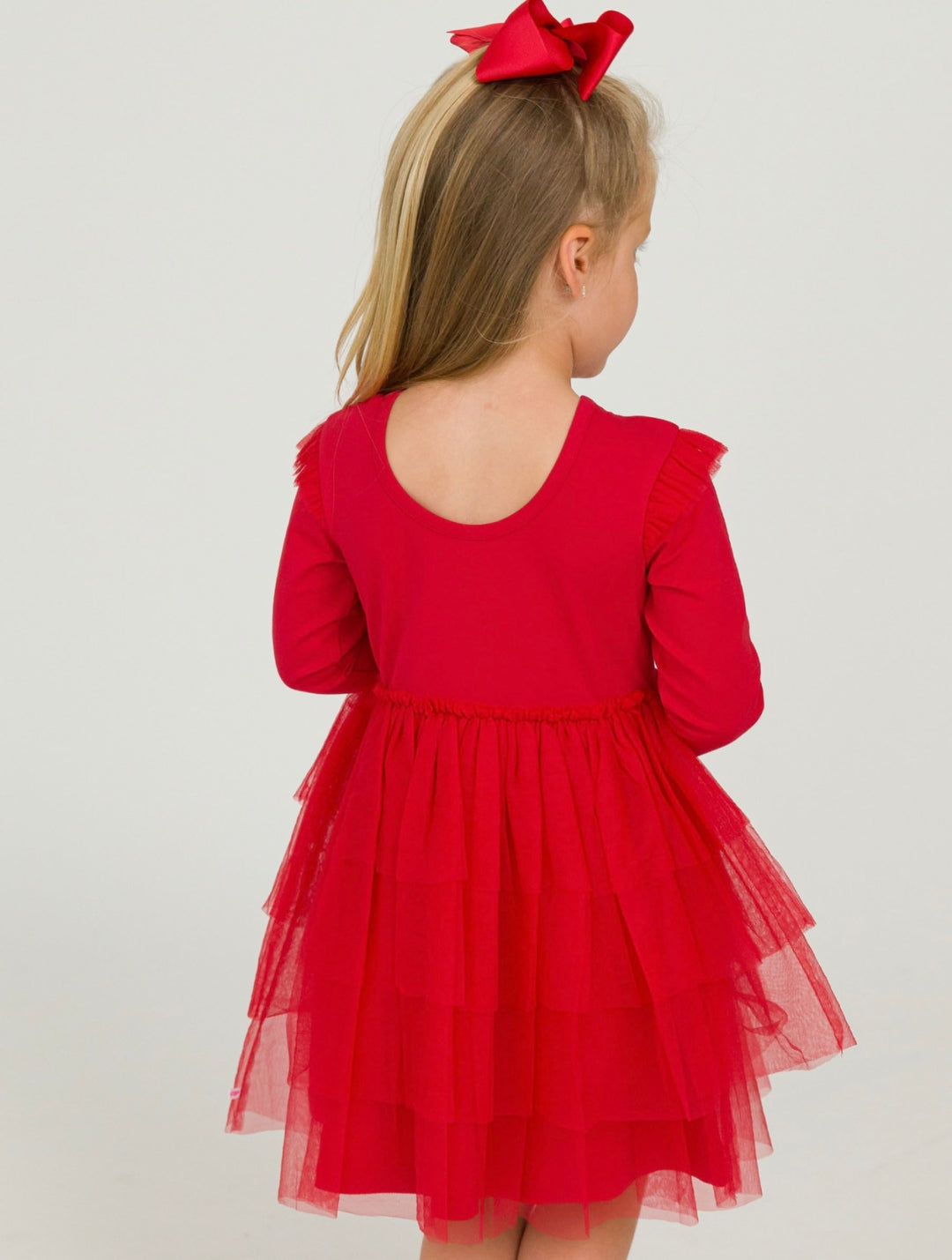 Girls Red Flutter Tulle Twirl Dress