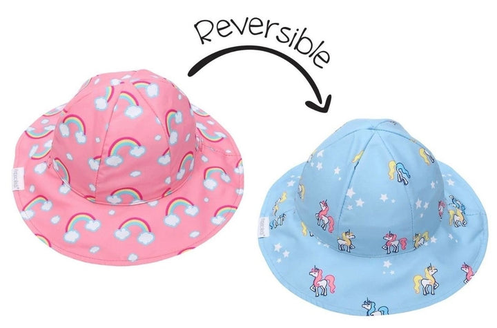 Flapjacks Kids UPF50+ Patterned Sun Hat - Rainbow/Unicorn