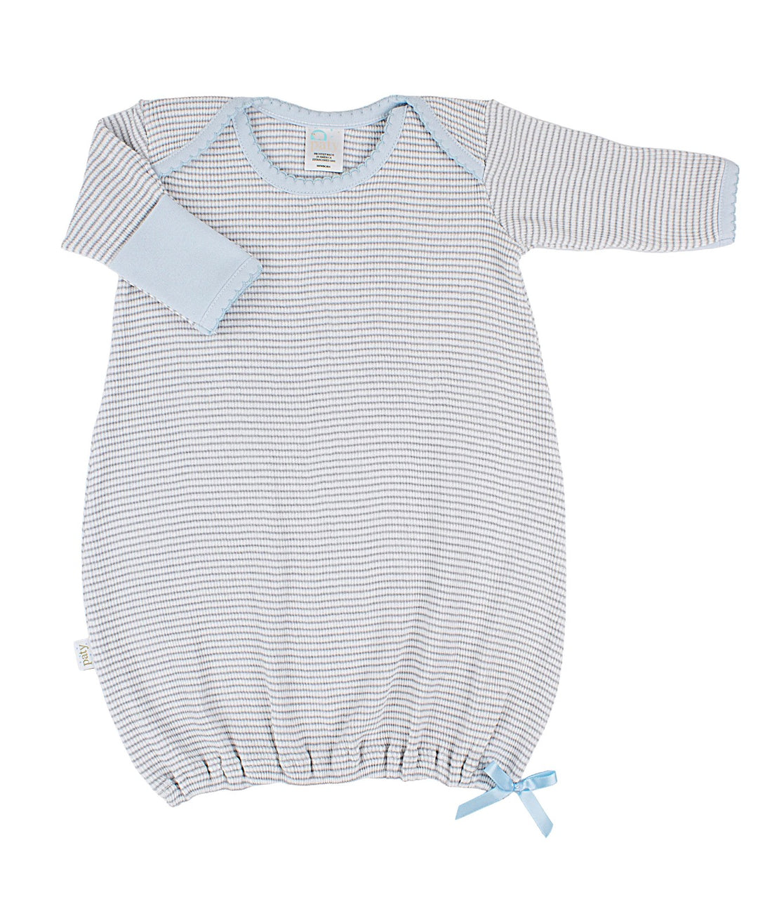 Rib Knit Gown Pima Trim | Grey/Blue