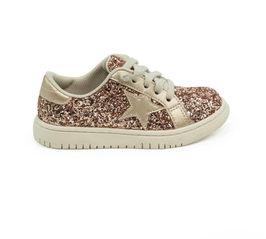 Kinley Glitter Star Sneaker - Glitter Rosegold