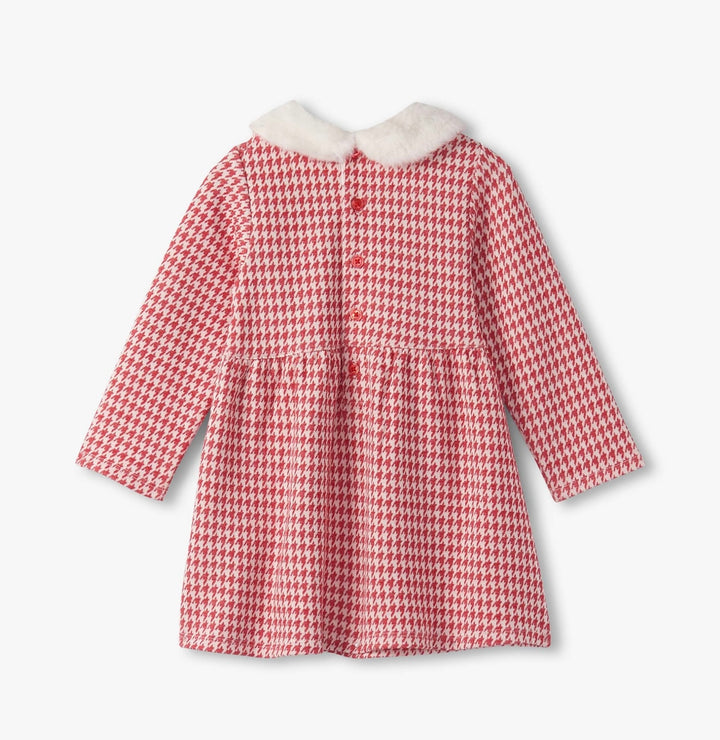Red Houndstooth Fun FurTrim Dress