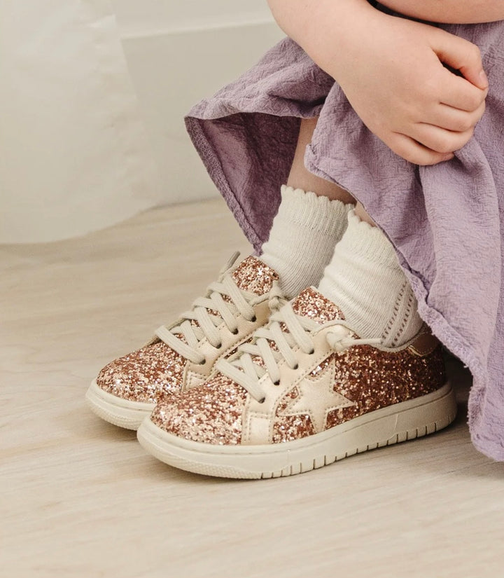 Kinley Glitter Star Sneaker - Glitter Rosegold