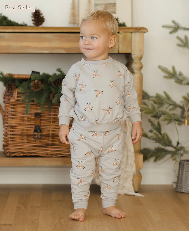 Relaxed Fleece Sweatshirt & Sweatpant Set | Reindeer