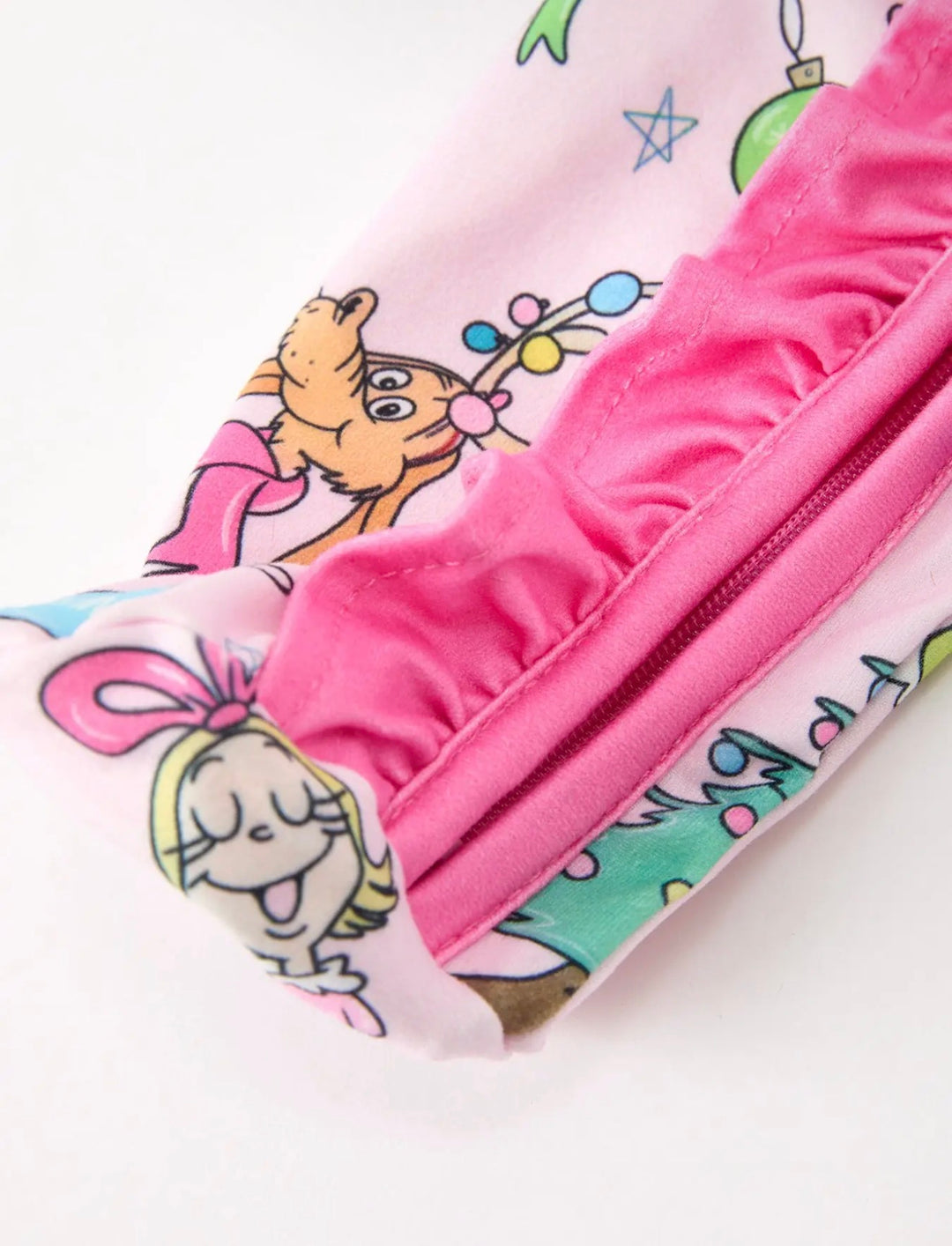 Girls Pink Christmas Grinch Footie