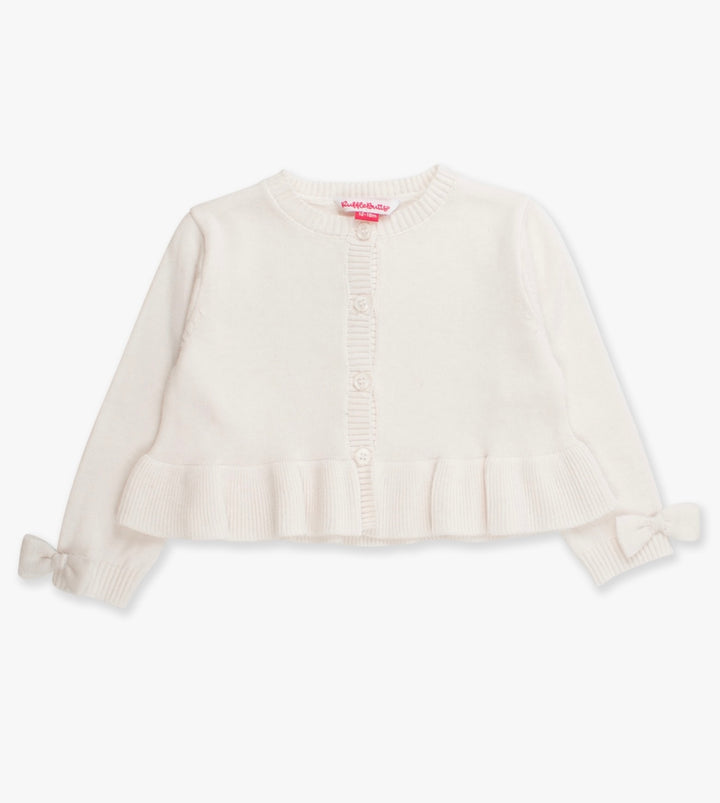 White Sweater Knit Peplum Cardigan