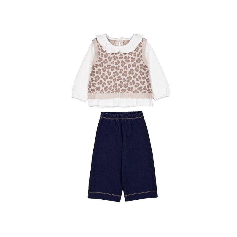 Baby Girls Pant Set w/ Vest | Leopard
