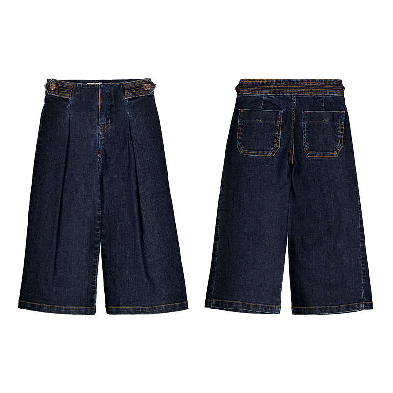 Girls Wide Leg Denim Pants | Super Dark