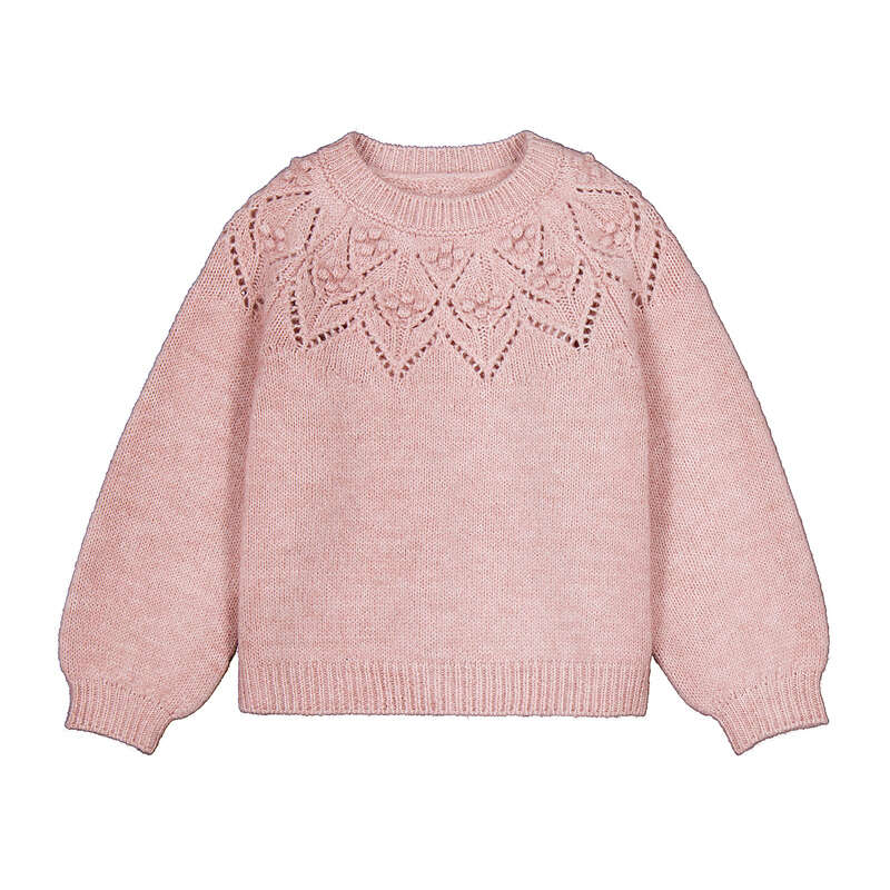Girls Openwork Details Sweater | Pastel Mix