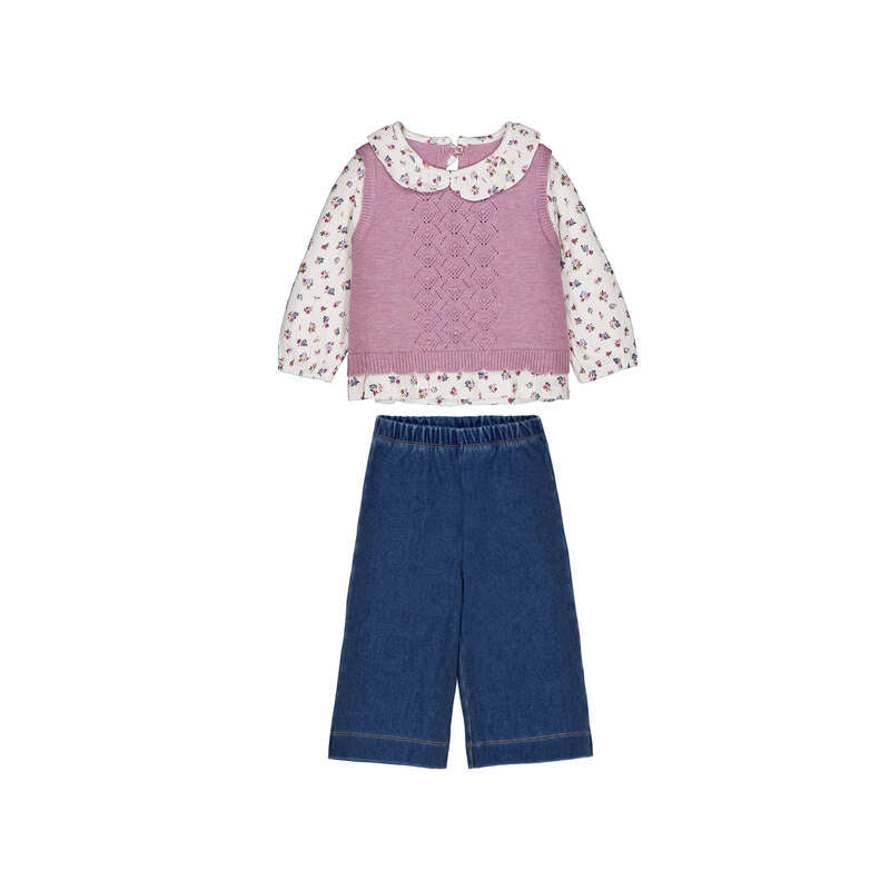 Baby Girls Pant Set w/ Vest | Floral