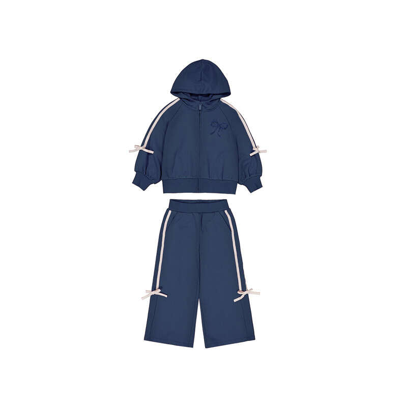 Girls Tracksuit w/ Tie Details | Indigo