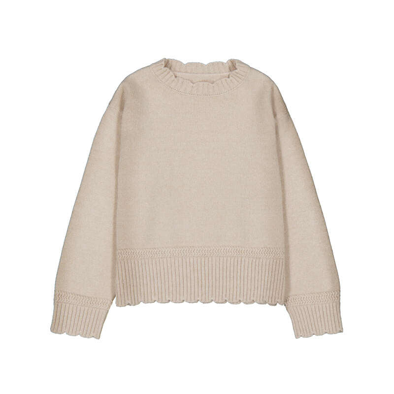 Girls Knitted Smooth Sweater | Beige Vigo