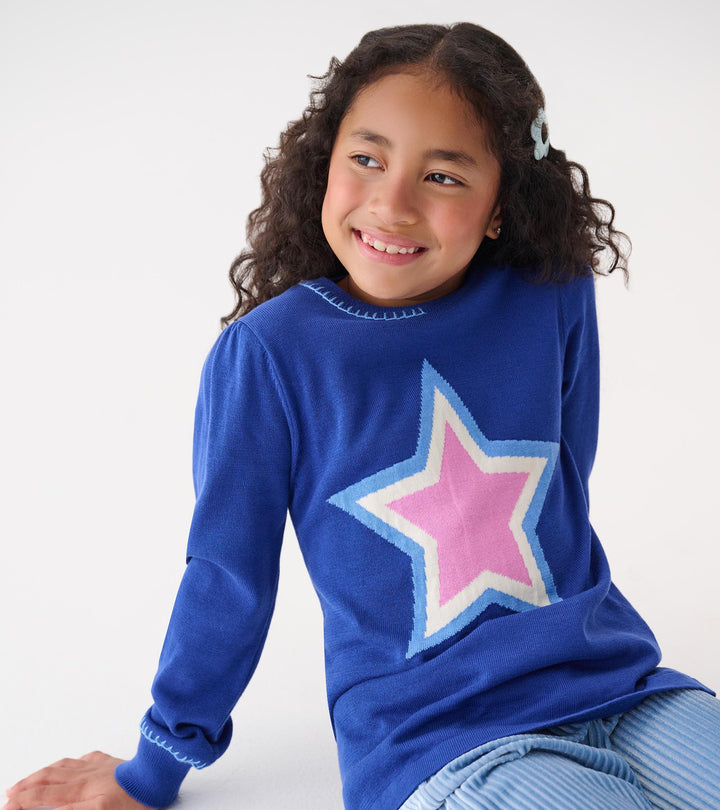 Girls Super Star Pullover Sweater