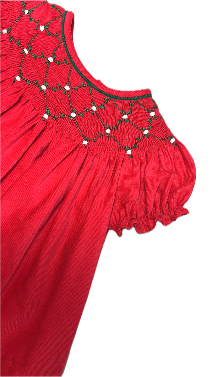 Red Corduroy smocked bishop Christmas Classic