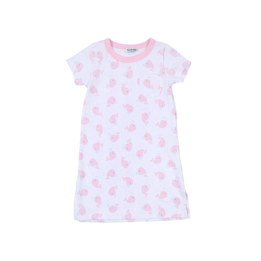 Sweet Whales Pink Girls Nightgown Pajamas