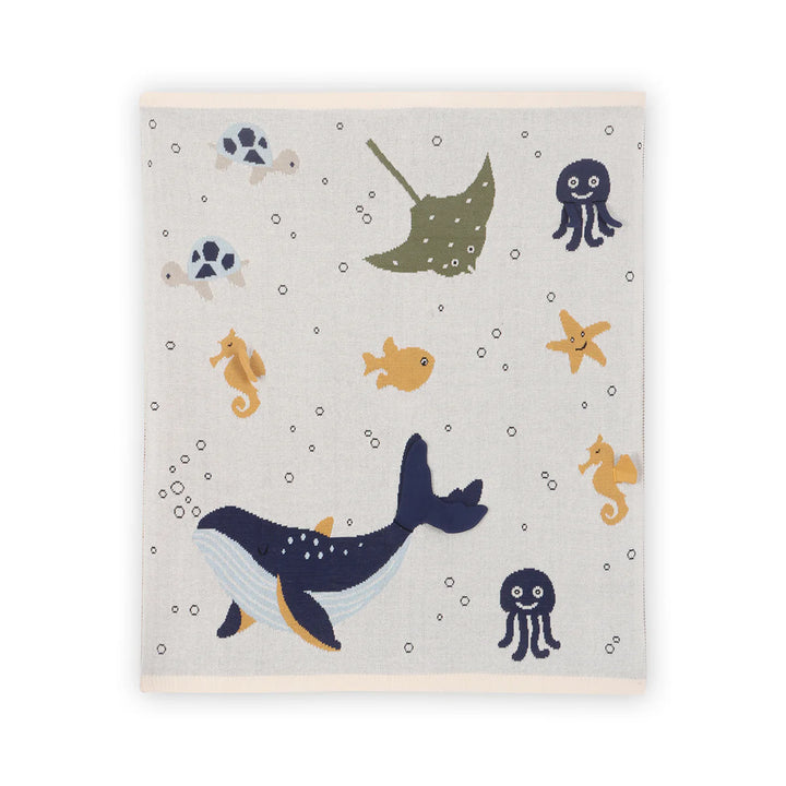 Ocean Life 3D - Organic Cotton Jacquard Sweater Knit Baby Blanket