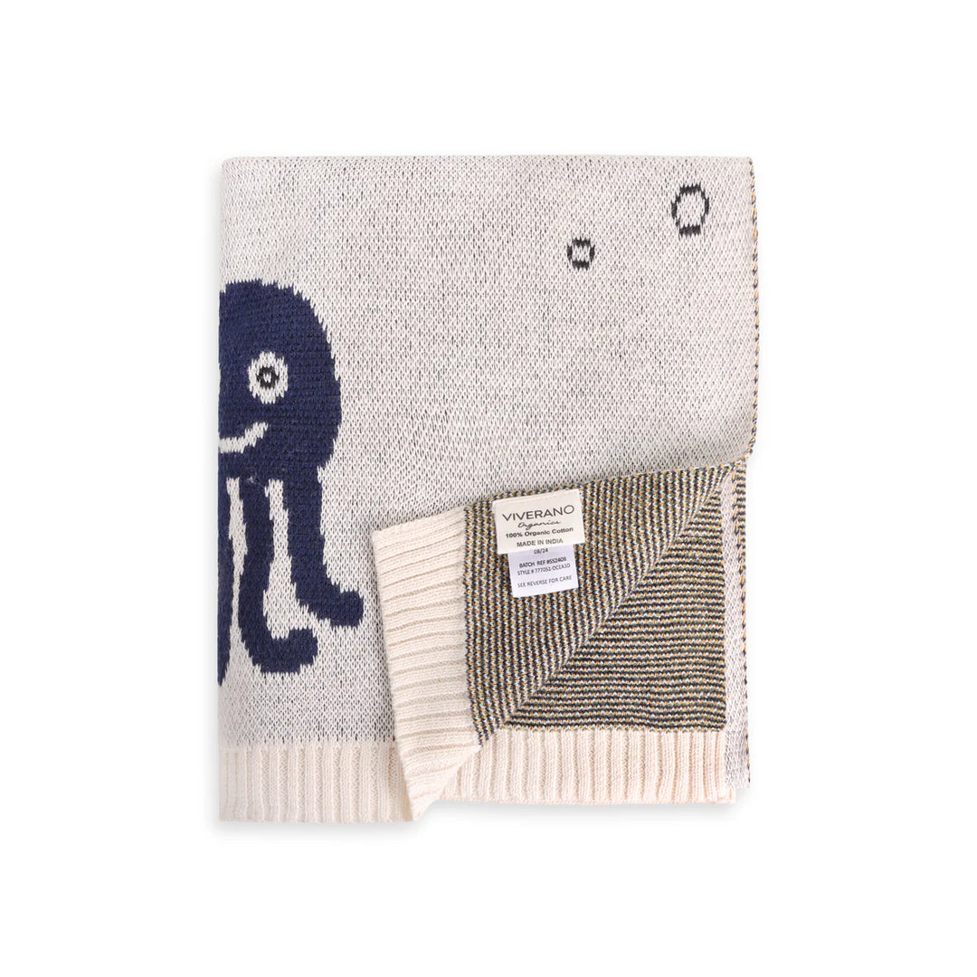 Ocean Life 3D - Organic Cotton Jacquard Sweater Knit Baby Blanket