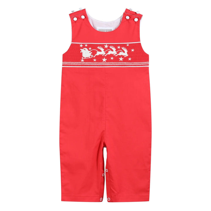 Red Santa Sleigh Baby Boy Overalls