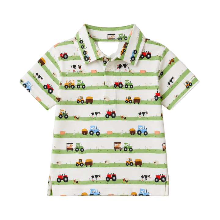 Farm Stripes Bamboo Polo Shirt