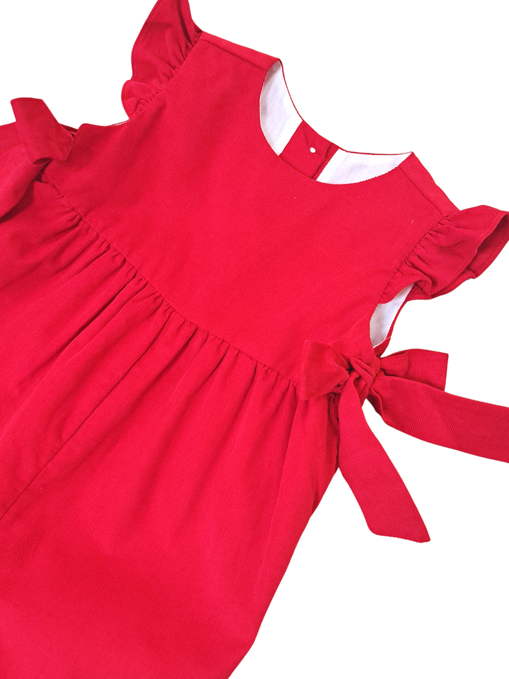Girl's Red Corduroy Romper Basics Collection