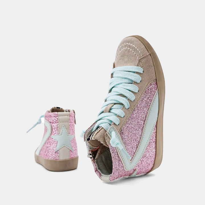 Rooney Kids Pink Glitter High Tops