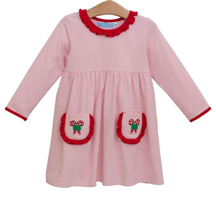 Candy Cane Girls Embroidery Dress