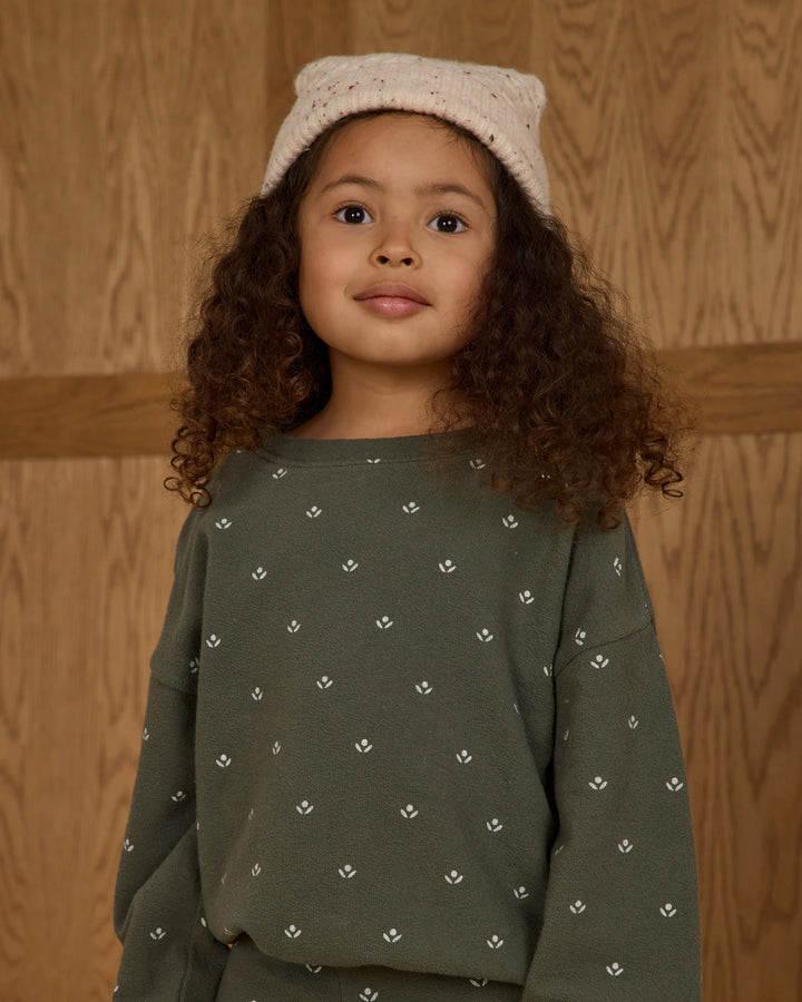Girls Sponge Knit Set | Evergreen Ditsy