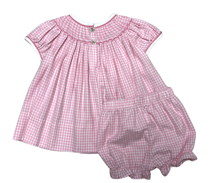 Baby Girl Hand Smocked Bishop Christmas Tree Dress with Baby Bloomer