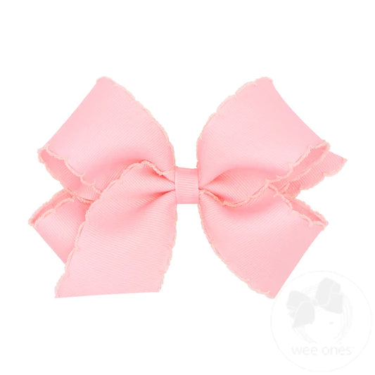 Light Pink Grosgrain with Matching Moonstitch Hair Bow