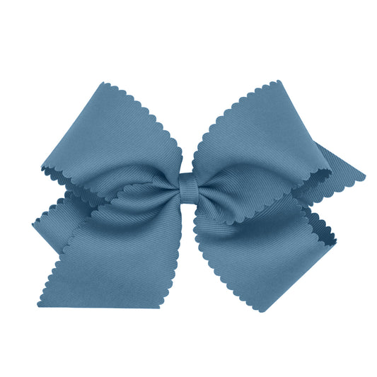 Denim Grosgrain Scalloped King Hair Bow