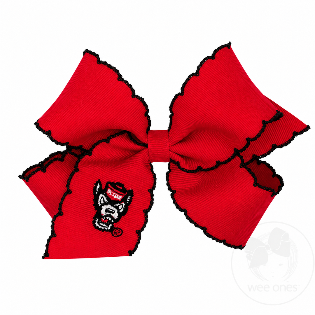Medium North Carolina State Moonstitch Embroidered Hair Bow