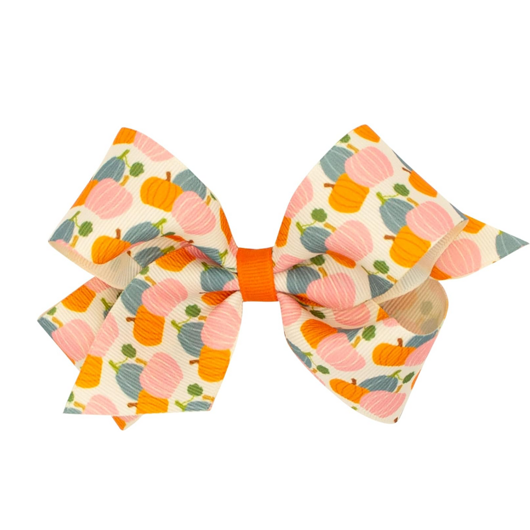 Harvest Pumpkin Themed Grosgrain Hair Bow