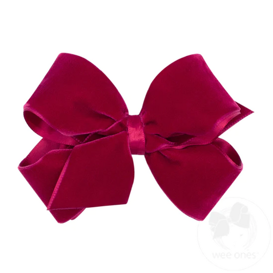 Red Cardinal Velvet and Satin Christmas King Hair Bow - Cardinal