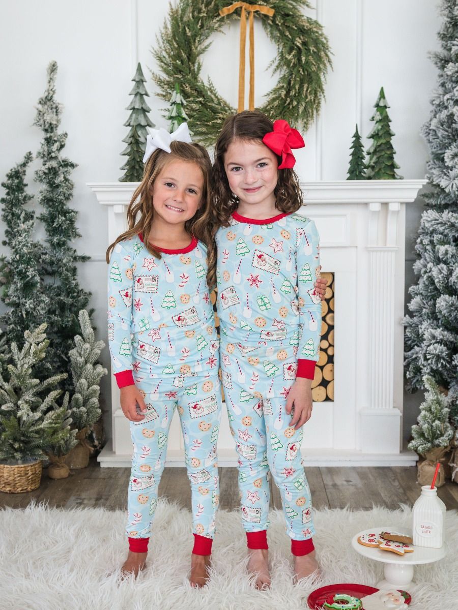 GIRLS Santa Sweets Ruffle Long Sleeve Pajama Set