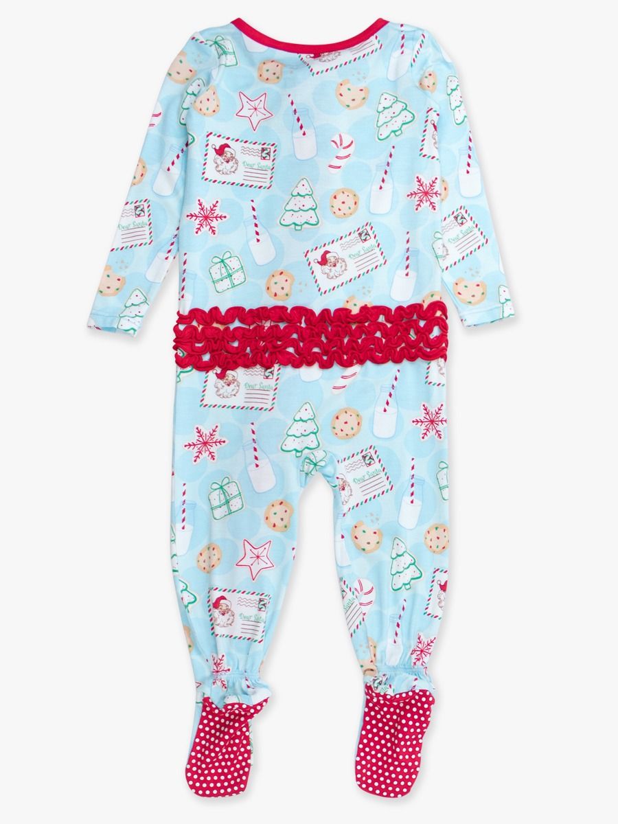 Santa Sweets Ruffle One Piece Footie Pajama