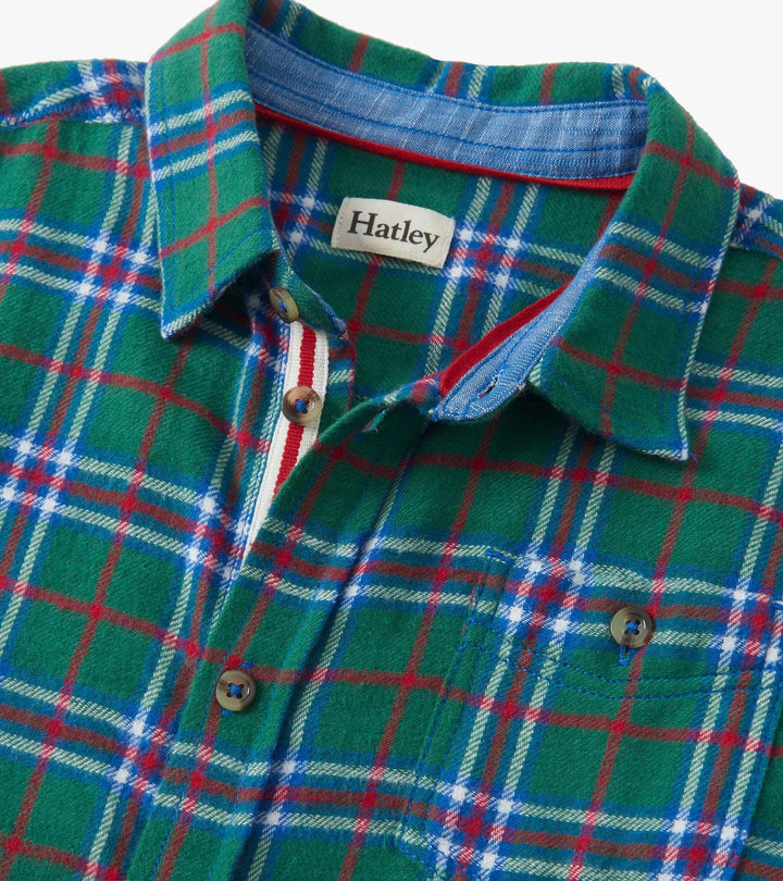 Boy's Holiday Plaid Button Down Shirt