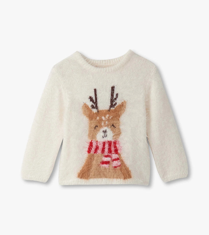 Toddler Girls Reindeer Furry Sweater