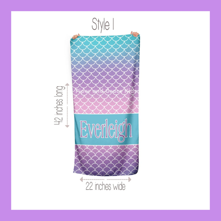 Personalized Mermaid Kids Beach Towel